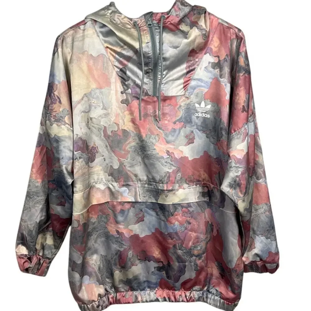 Adidas Originals Floral Abstract Anorak Windbreaker Pullover Jacket Trefoil SZ M